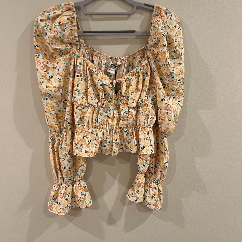 floral print long sleeve top